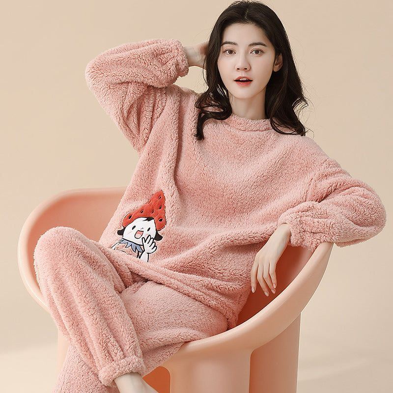 Flannel Women Pajamas Sets Sleepwear Home - Jointcorp