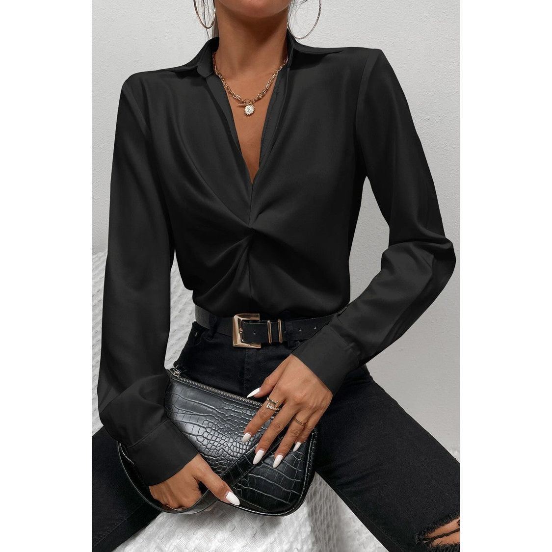 Fashion Casual V-neck Shirt Women's Clothing