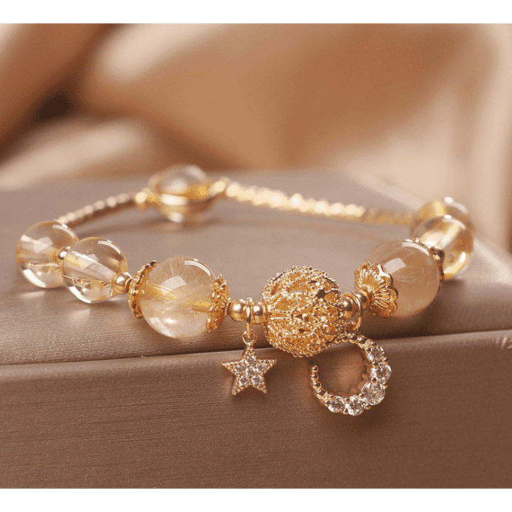 Natural Citrine Gold Gem Quartz Bracelet Women's Light Luxury Star Moon Crystal Accessories - Jointcorp