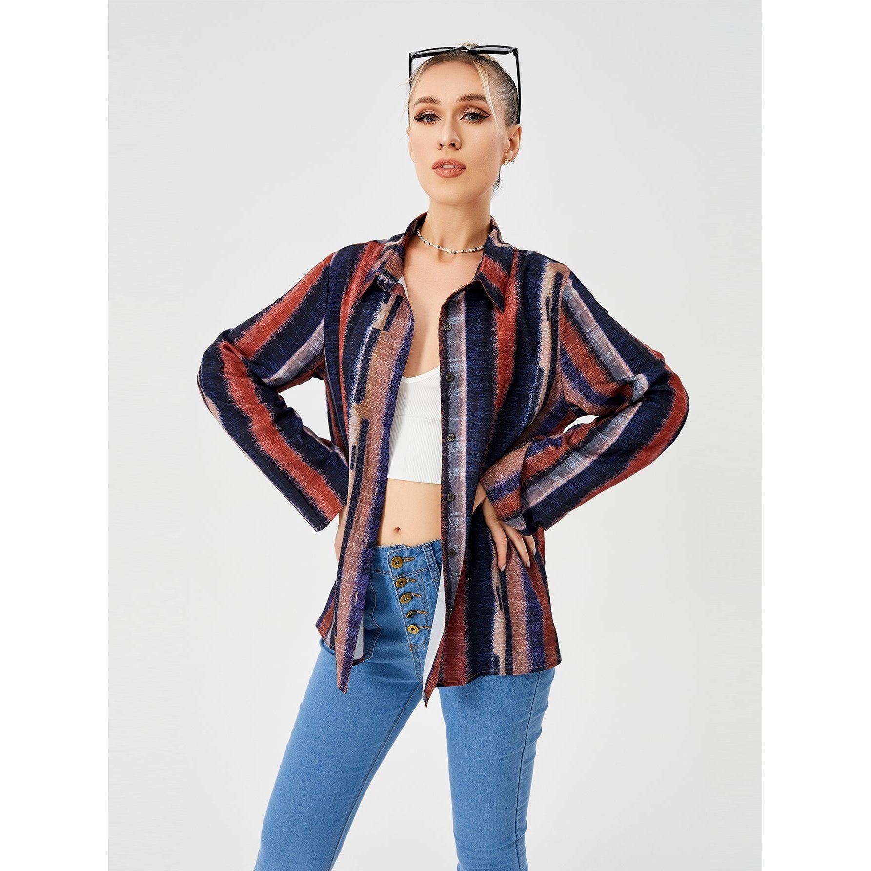 Women's Casual Loose Striped Shirt
