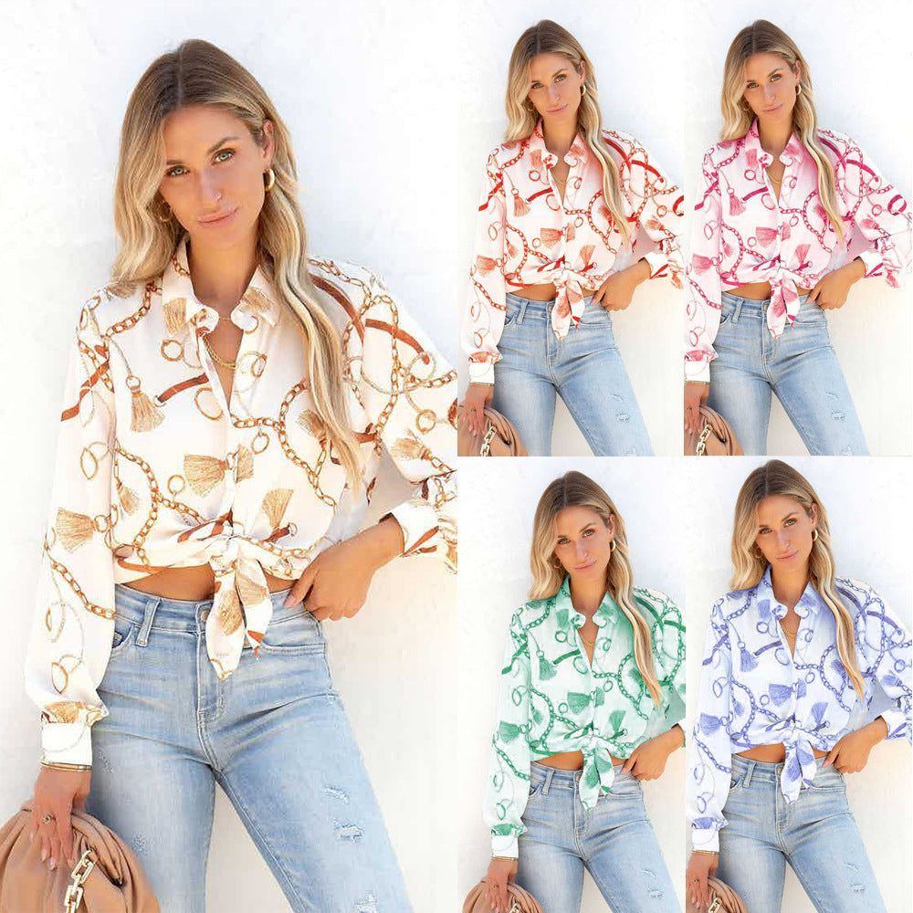 Fashion Printed Long Sleeve Cardigan Single Breasted Casual Shirt Women - Jointcorp