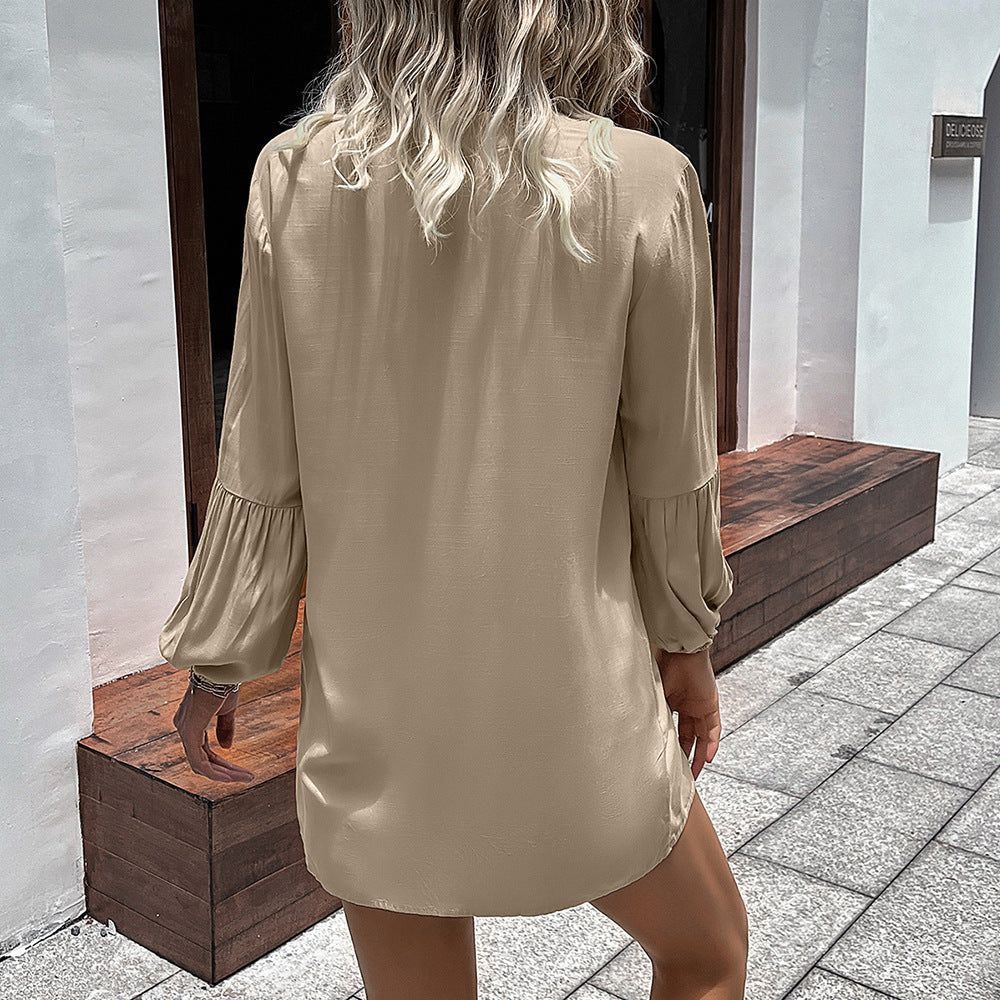 Winter New Euro-American Shirt Dress, Loose, Single-breasted.