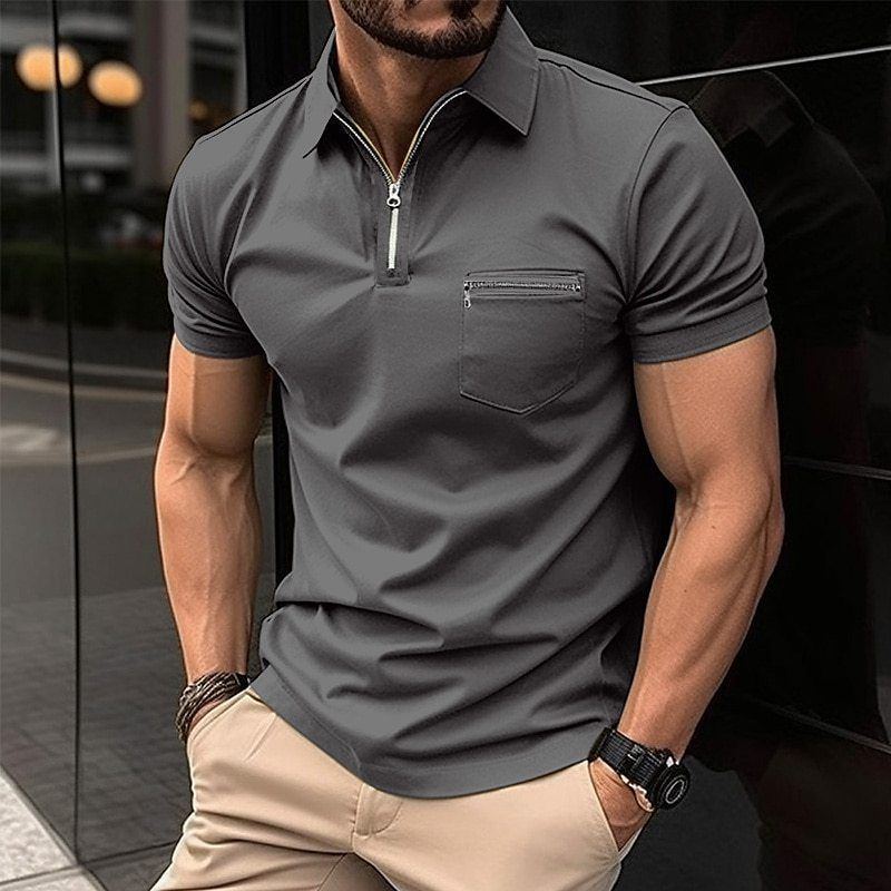 Men's Sports Polo Shirt With Zipper Pocket - Jointcorp