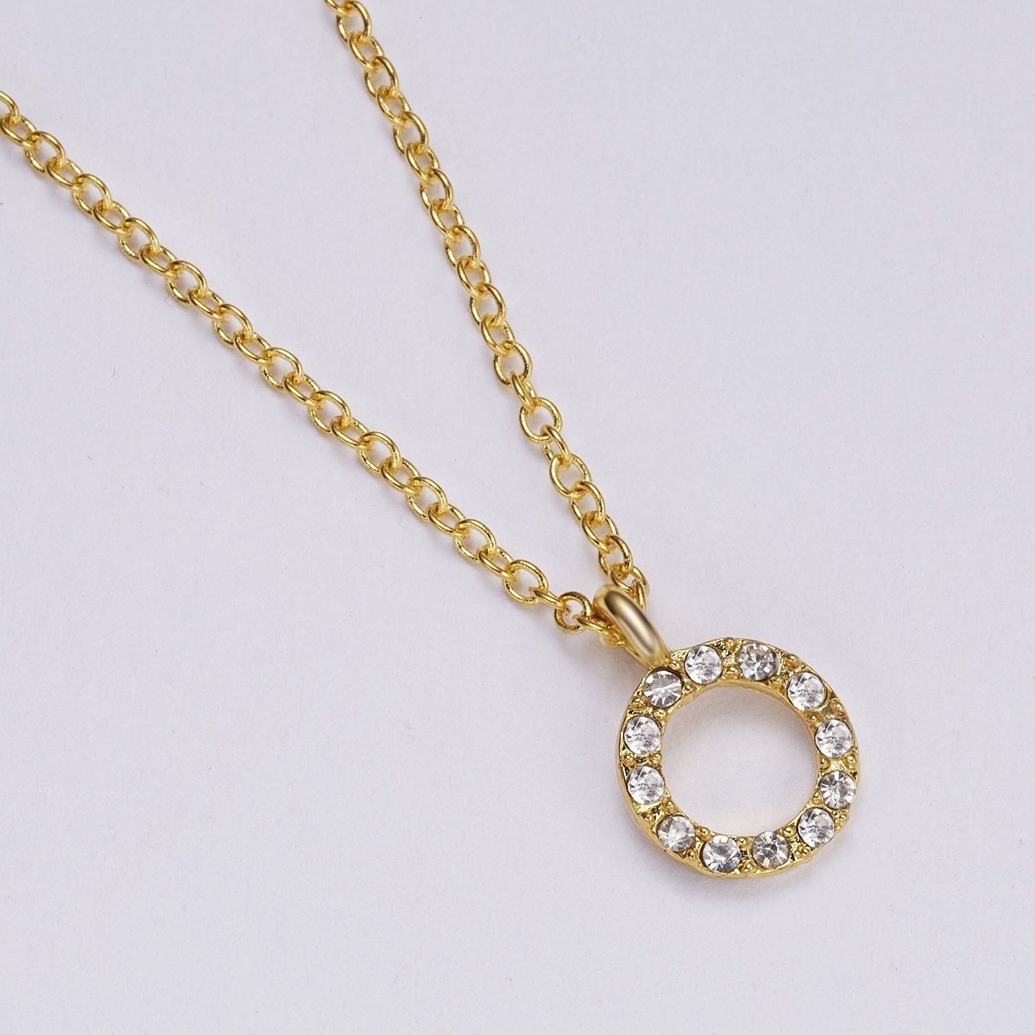 Paper Card Inlaid Diamond Hollow Circular Pendant With Collarbone Chain - Jointcorp