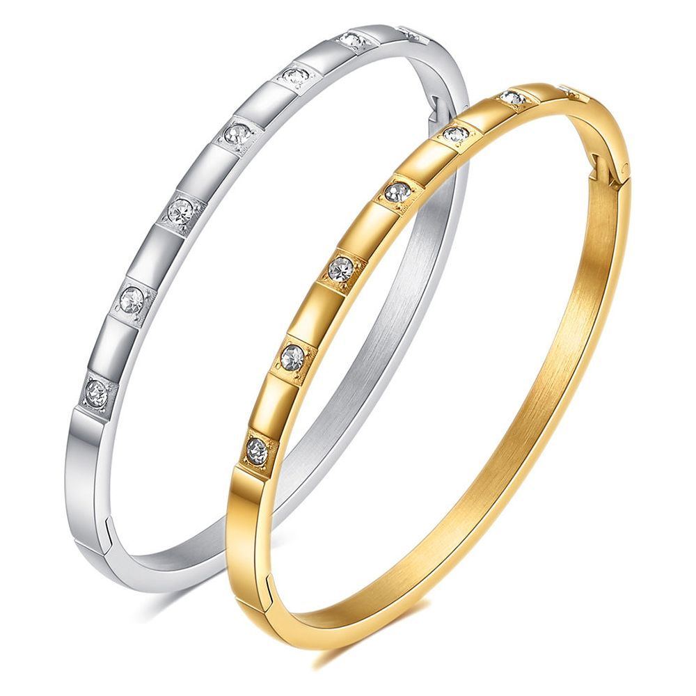 All-match Inlaid Zirconium Bracelet Fashion Couple Simple Bracelet - Jointcorp