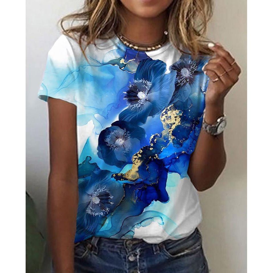 Pattern Painting 3D Printing Short-sleeved Women's T-shirt