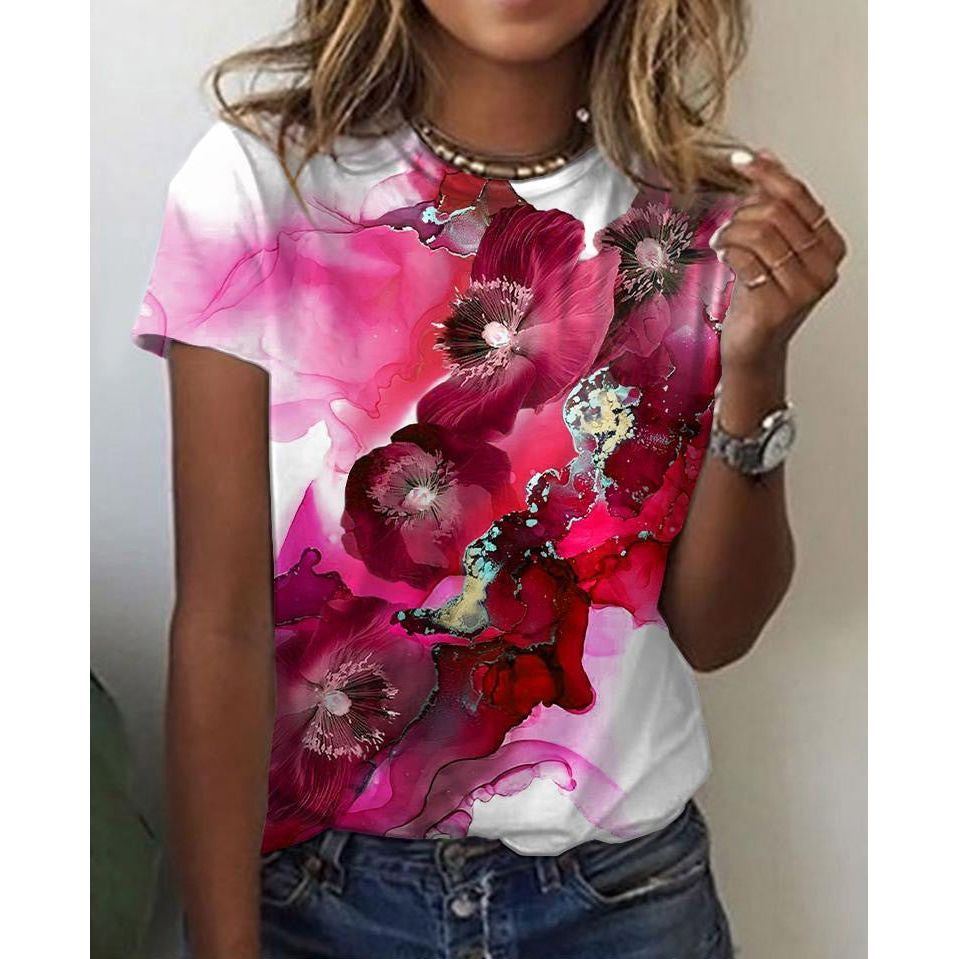 Pattern Painting 3D Printing Short-sleeved Women's T-shirt