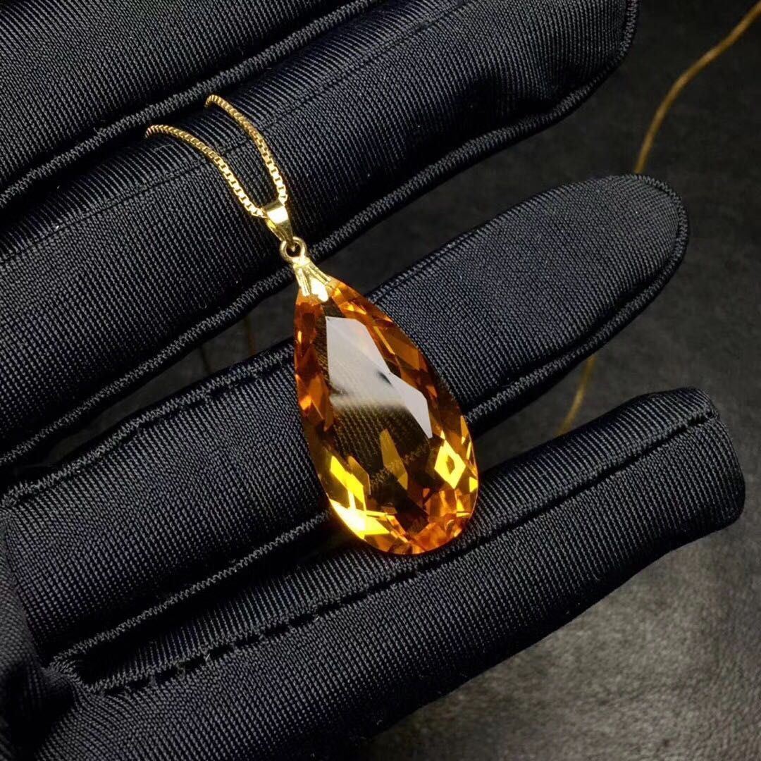 Fashion Drop Gold Inlaid Citrine Pendant - Jointcorp