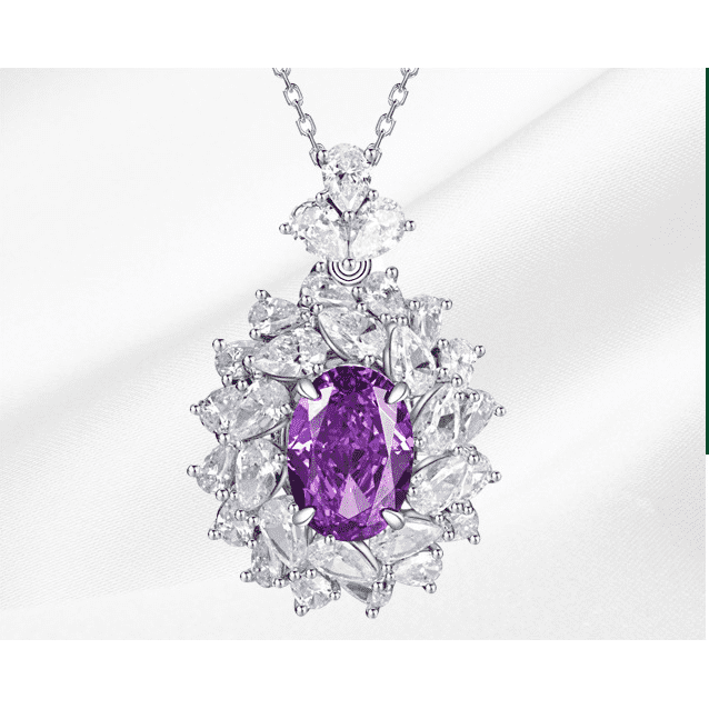 S925 Silver Cubic Zirconia Purple Necklace Women - Jointcorp