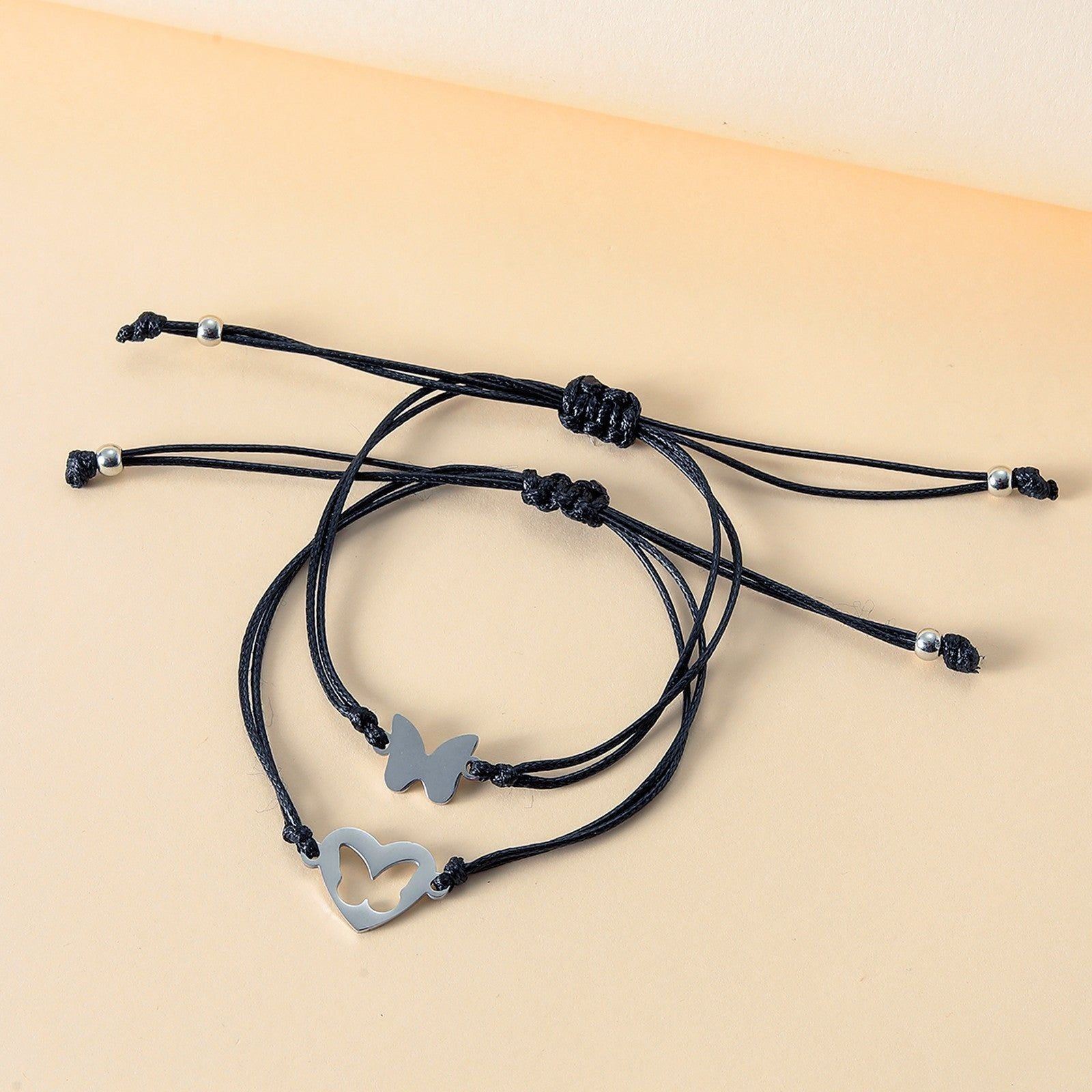 Mother's Day Card Bracelet Heart-shaped Butterfly Wax Line Woven Hand Strap - Jointcorp