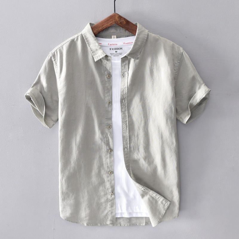 Men's Casual Cotton And Linen Short Sleeve Shirt - Jointcorp