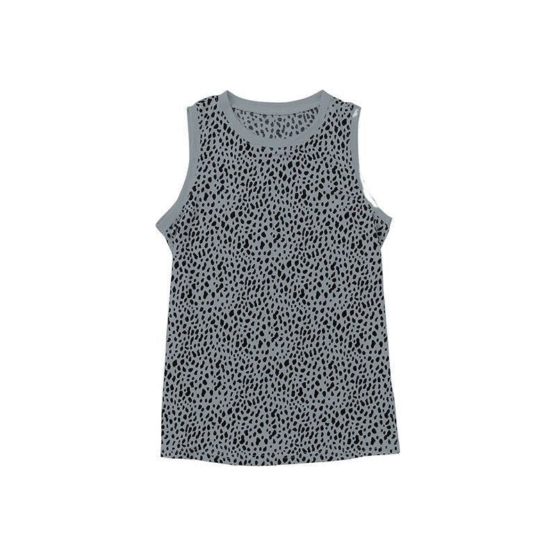 Leopard Print Round Neck Sleeveless Vest For Women