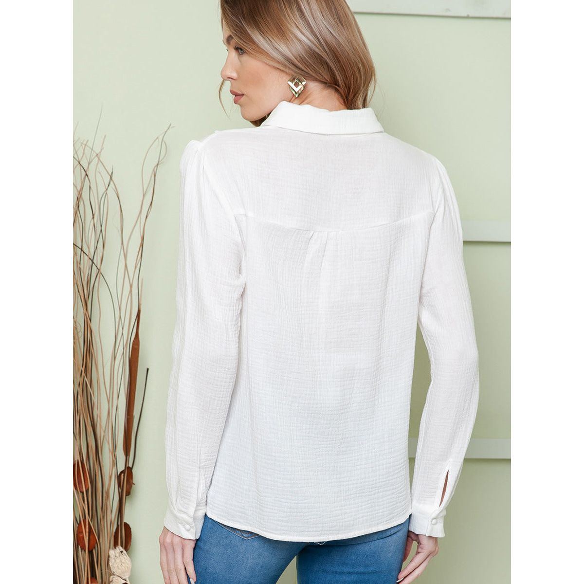 Thin Simple All-match Solid Color Long Sleeve Shirt