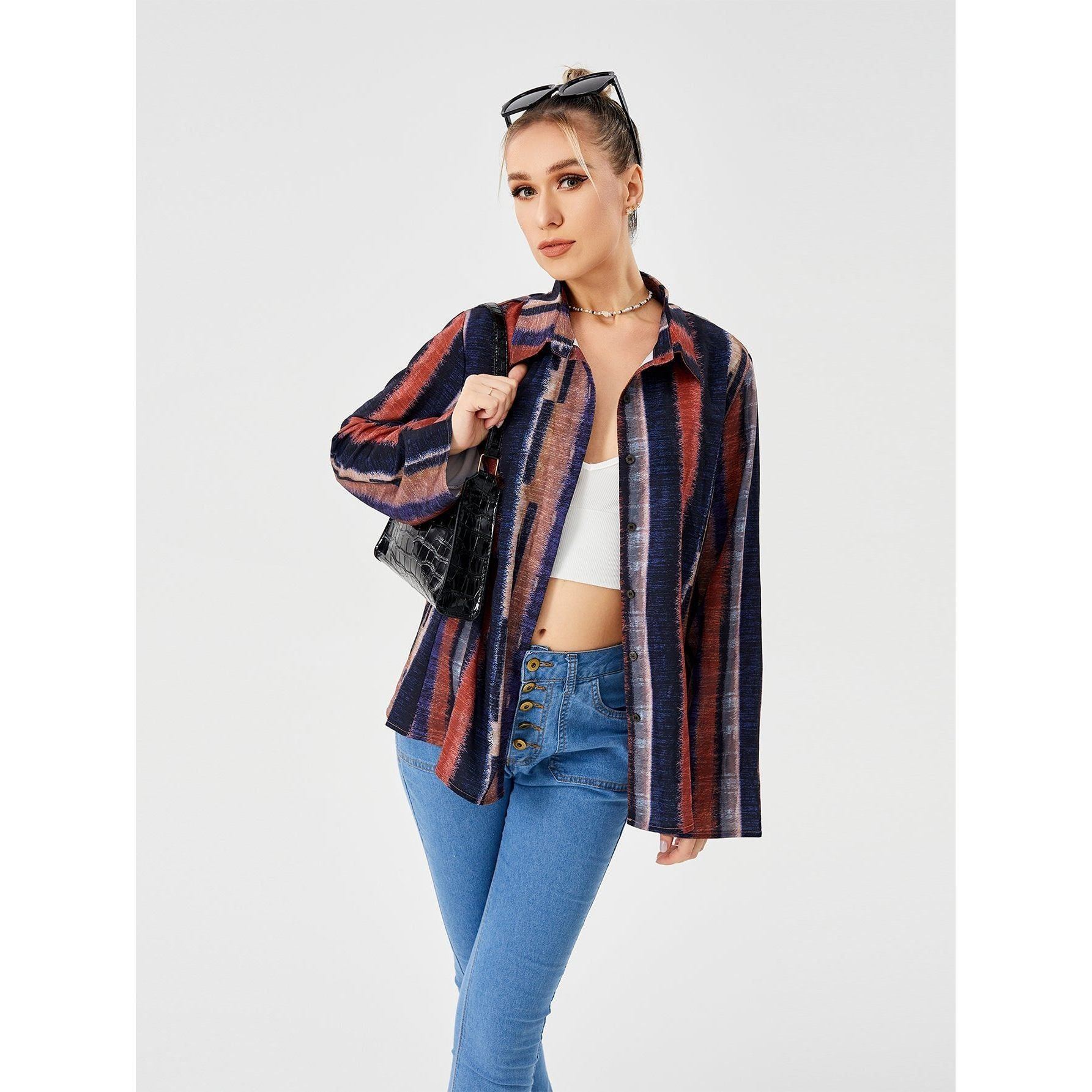Women's Casual Loose Striped Shirt