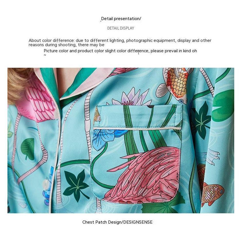 Ice Silk Pajamas Women's Long Sleeve Outerwear Homewear Suit - Jointcorp