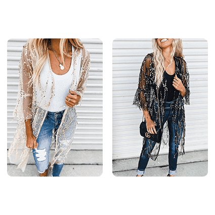 Sequined Transparent Mid-length Cardigan For Women Autumn - Jointcorp