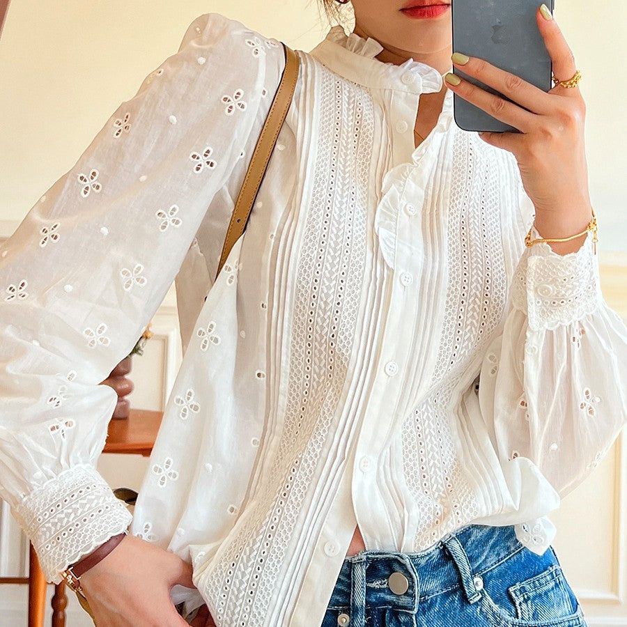 Women's Design Sense French Shirt Solid Color - Jointcorp