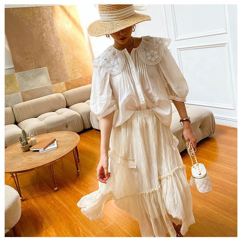 Shirt Women's Doll Collar Tencel Blouse Temperament