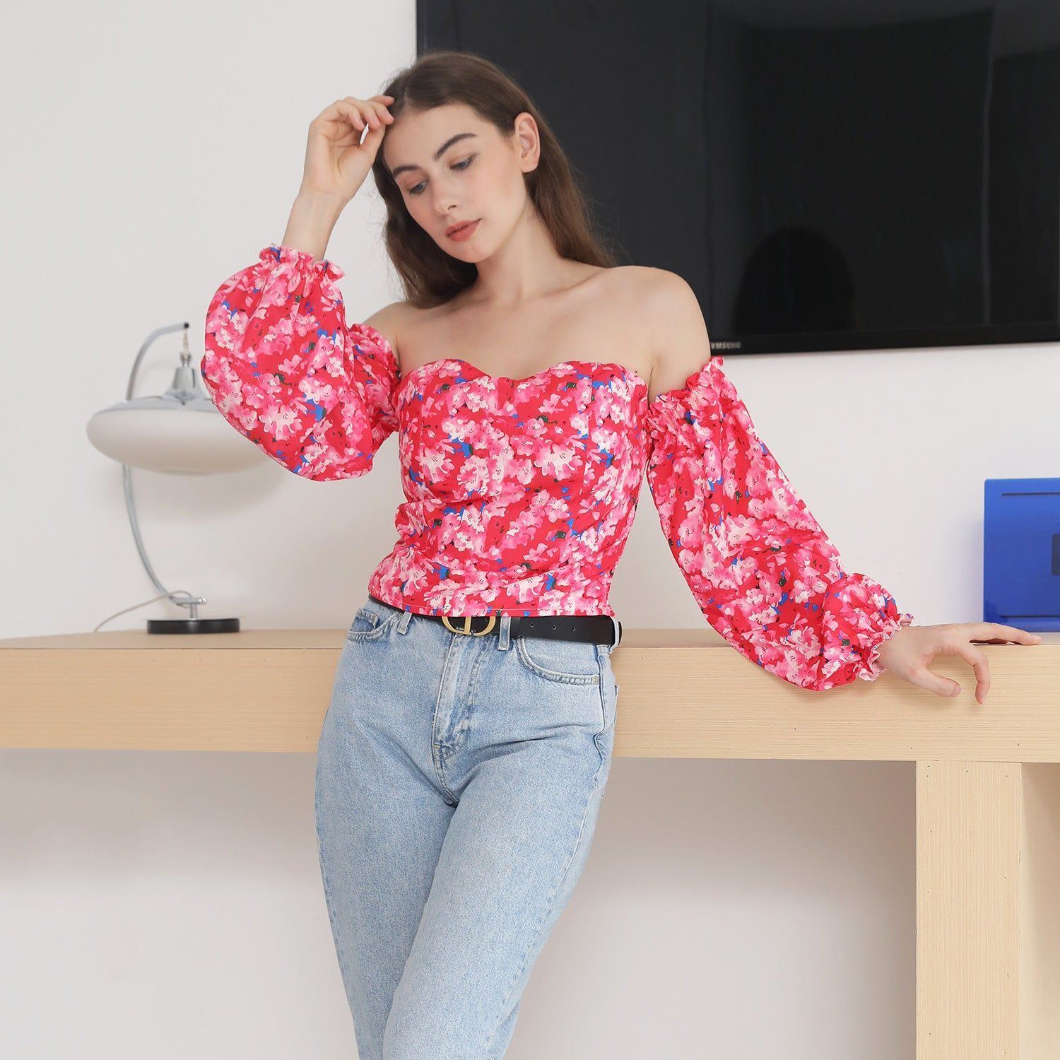 Off Shoulder Collar Wrapped Around Chest