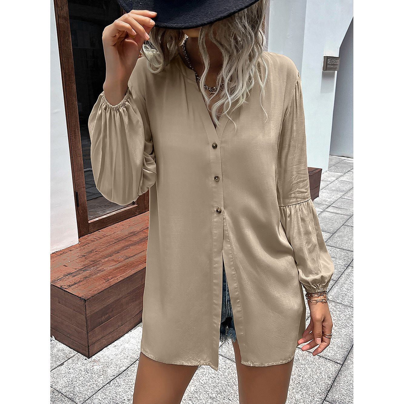 Winter New Euro-American Shirt Dress, Loose, Single-breasted.
