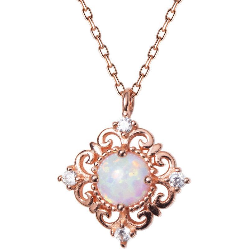 Women's Silver Necklace Pendant Sweet Square Pattern - Jointcorp