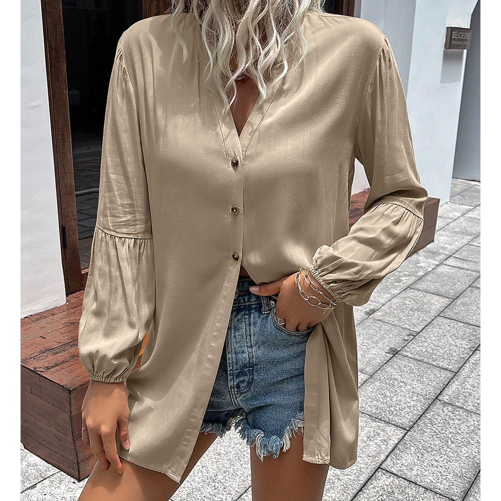 Winter New Euro-American Shirt Dress, Loose, Single-breasted.
