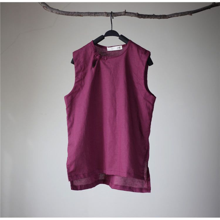 Multi-Color Casual Loose Retro Buckle Vest