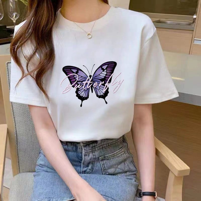Summer New Fashion Slimming Loose White Short-sleeved T-shirt For Students Women