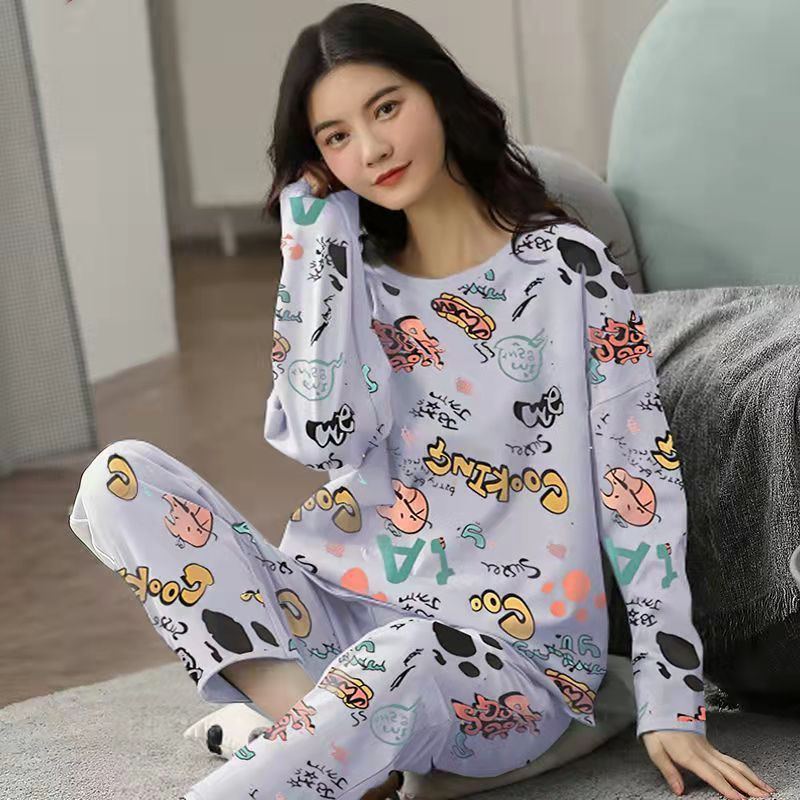 Pajamas Set Women Cute Cartoon Print Sleepwear 2 Piece Lounge Sets - Jointcorp