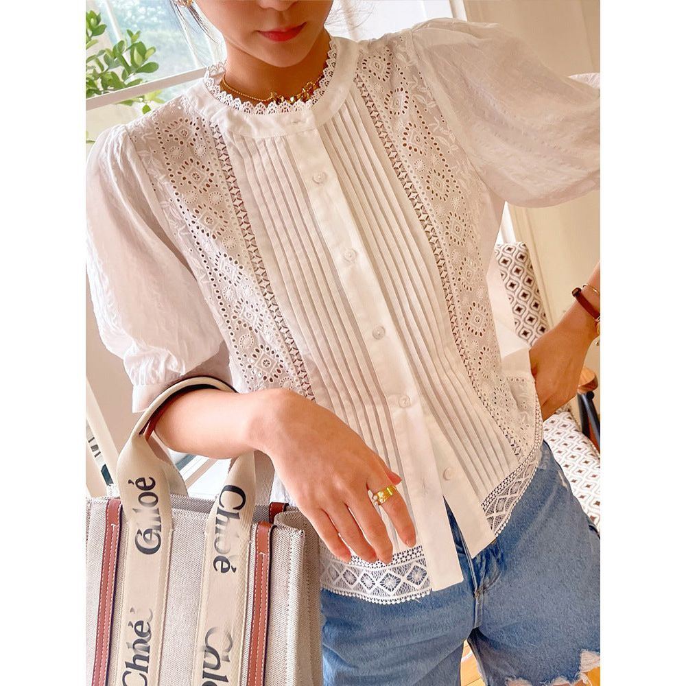European And American New Women's French White Embroidered Shirts - Jointcorp