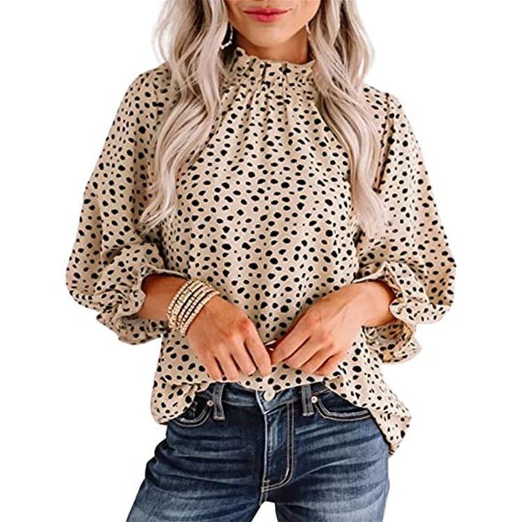 Women Top Casual Floral Print Long Sleeve Pleated Loose Little-girl Style Clothes Shirt - Jointcorp