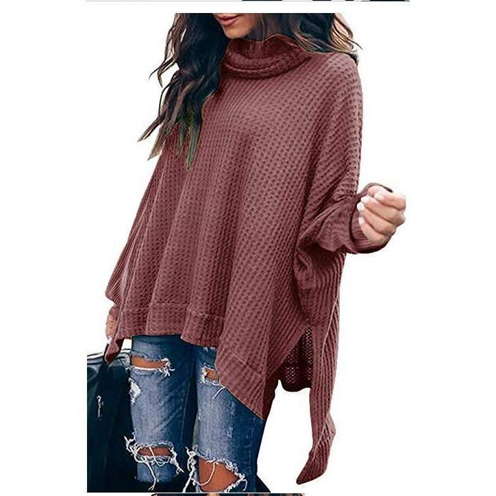 Autumn New Fashion High Collar Long Sleeve Irregular Women's Top Sweater - Jointcorp