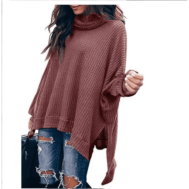 Autumn New Fashion High Collar Long Sleeve Irregular Women's Top Sweater - Jointcorp