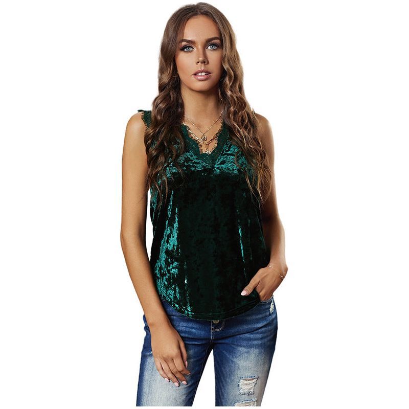Velvet Spaghetti Straps Base Vest Inner Match Loose Lace Camisole Top