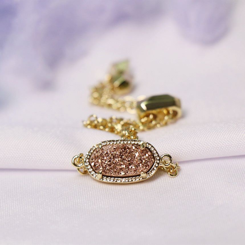 Vug Copper Plated Real Gold Ornament Crystal Tooth Chain Wrist Decorator Pull-out Bracelet - Jointcorp