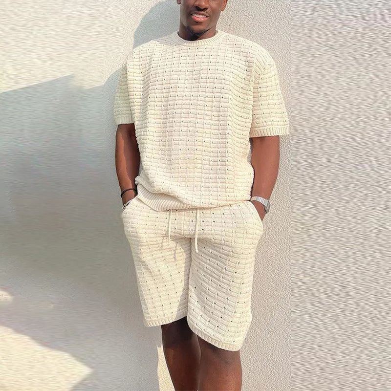 Men's Summer Suit Fashion Loose Men 2 Pieces Outfit Summer Hippie Shirt And Short Set - Jointcorp