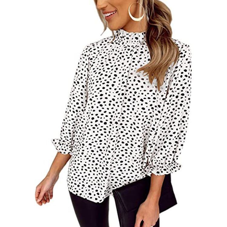 Women Top Casual Floral Print Long Sleeve Pleated Loose Little-girl Style Clothes Shirt - Jointcorp