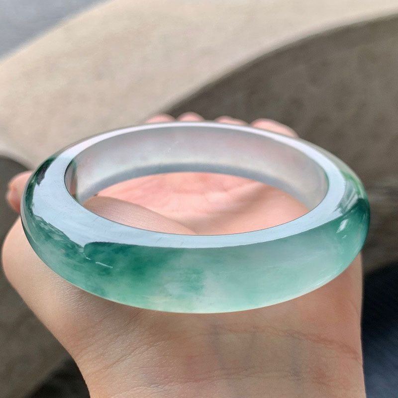 Natural Icy Floating Green Flower Jade Bracelet - Jointcorp
