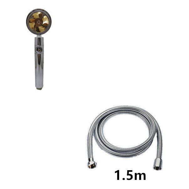 Propeller Driven Shower Head With Stop Button And Cotton Filter Turbocharged High Pressure Handheld Shower Nozzle