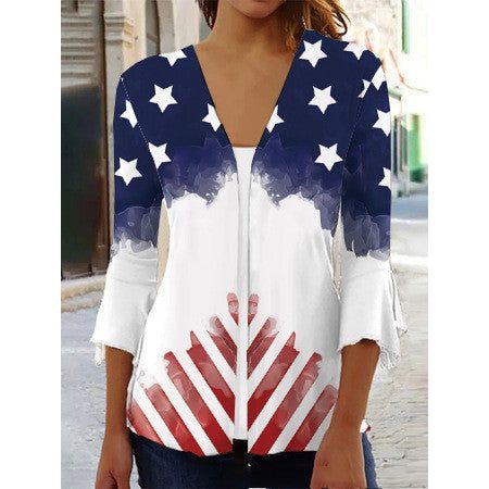 Printed Quarter Sleeved Cardigan Knit