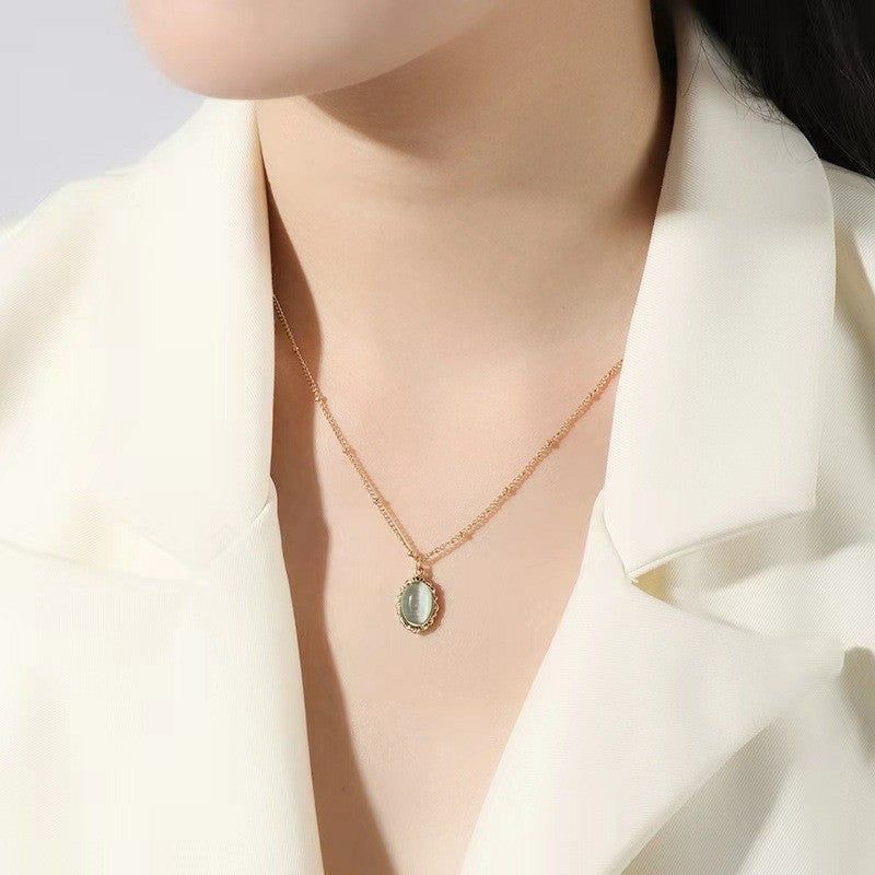 Women's Fashion All-matching Opal Titanium Steel Pendant Necklace - Jointcorp