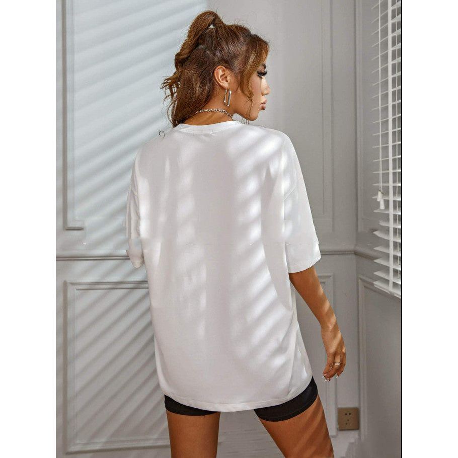 Letter Printed Round Neck Loose Men's And Women's T-shirt Short Sleeve - Jointcorp