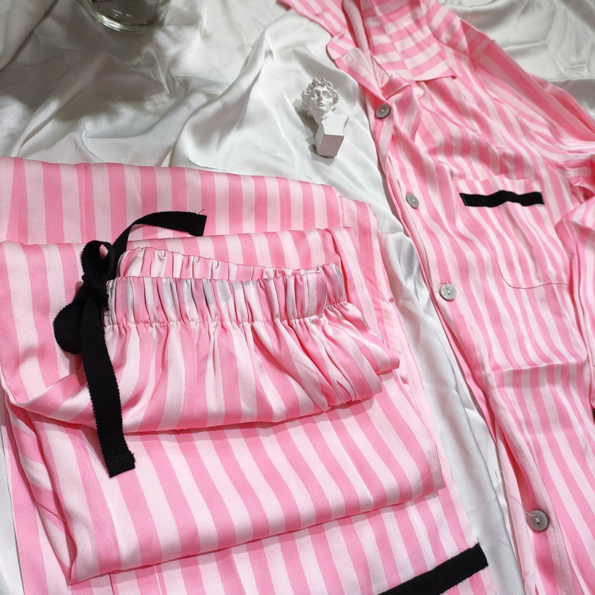 Pajamas Set Satin Silk Cardigan Long Sleeves for Women - Jointcorp