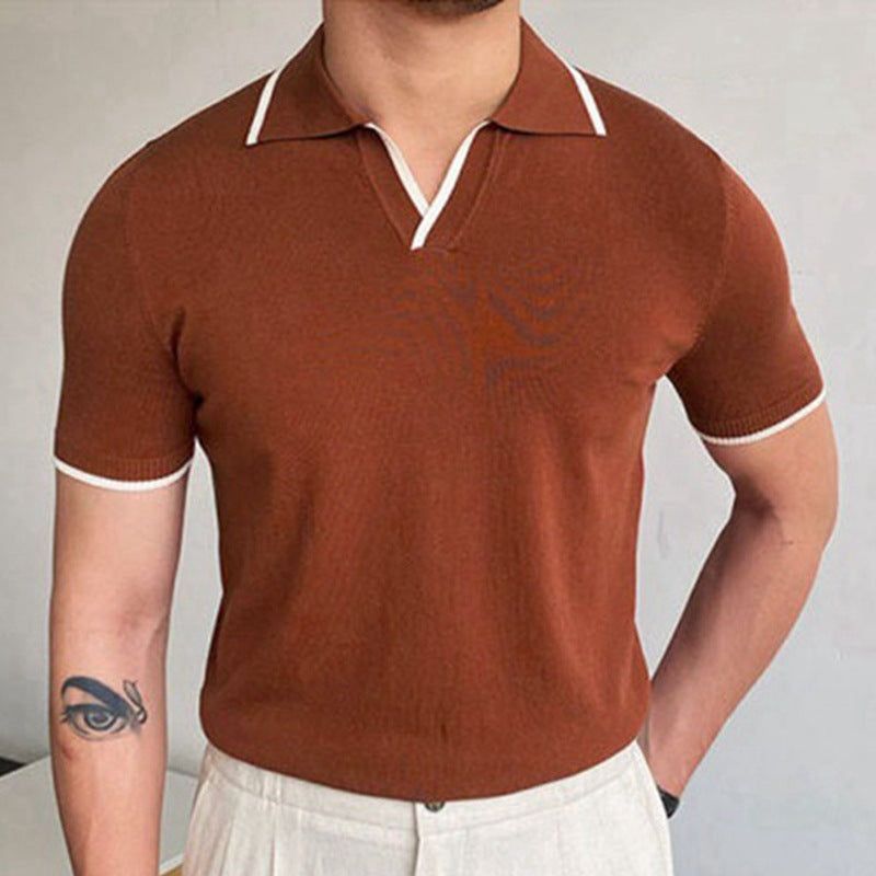 Men's Summer Red Lapel Knitwear - Jointcorp