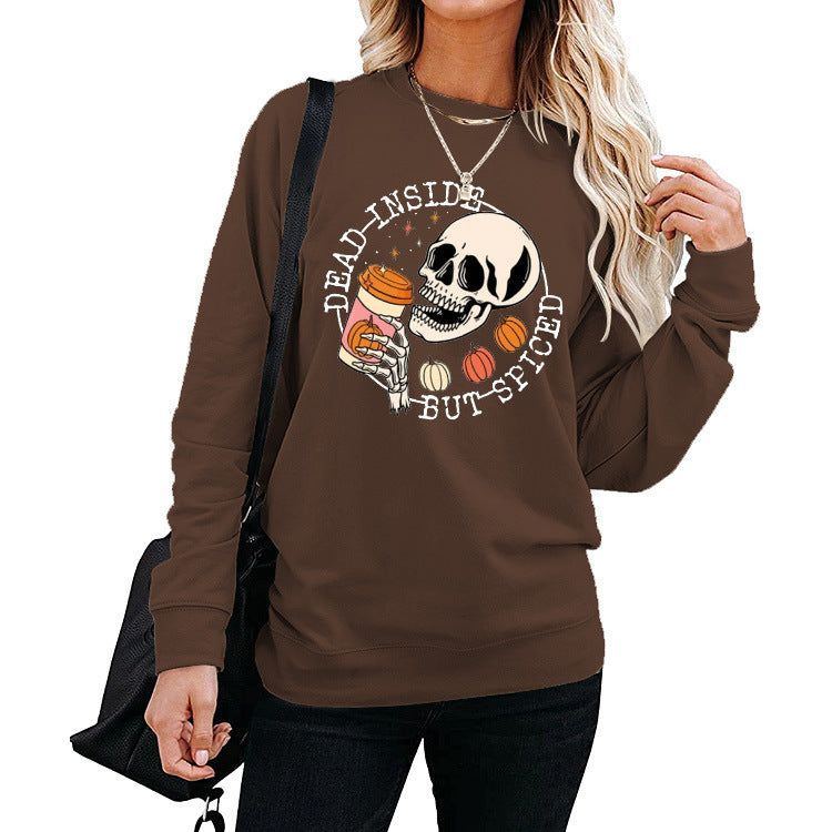 Winter Amazon Print Round Neck Long Sleeve Sweater