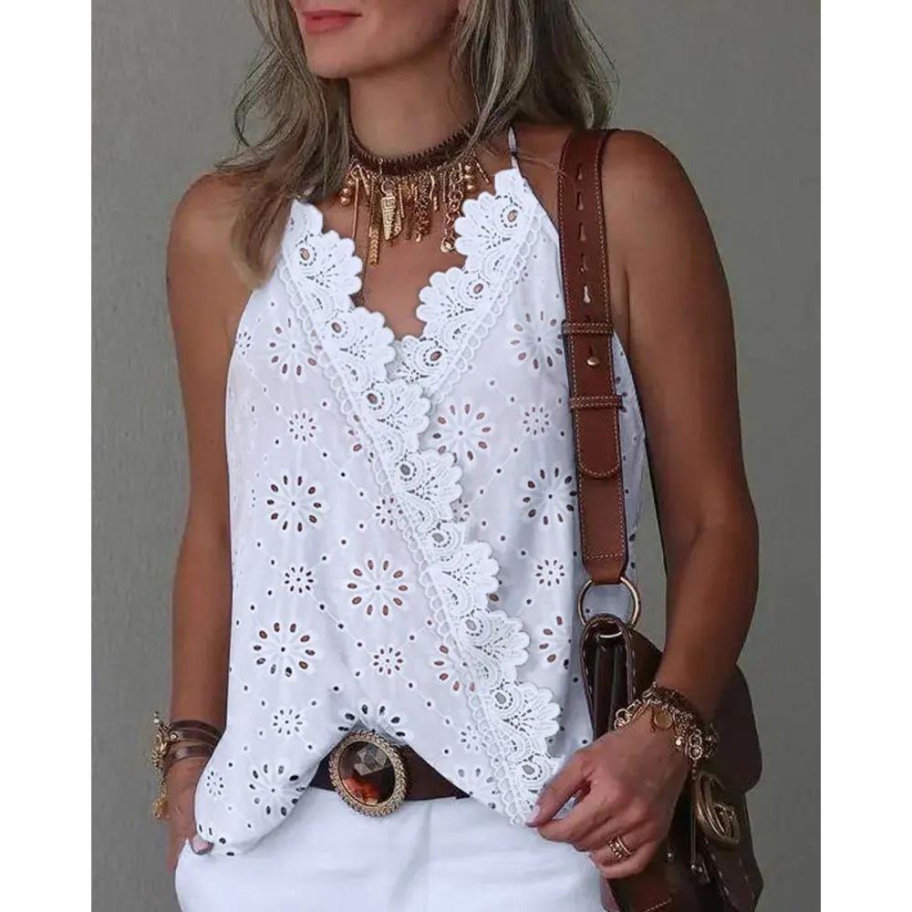 Summer Retro Lace Cutout Camisole For Women - Jointcorp