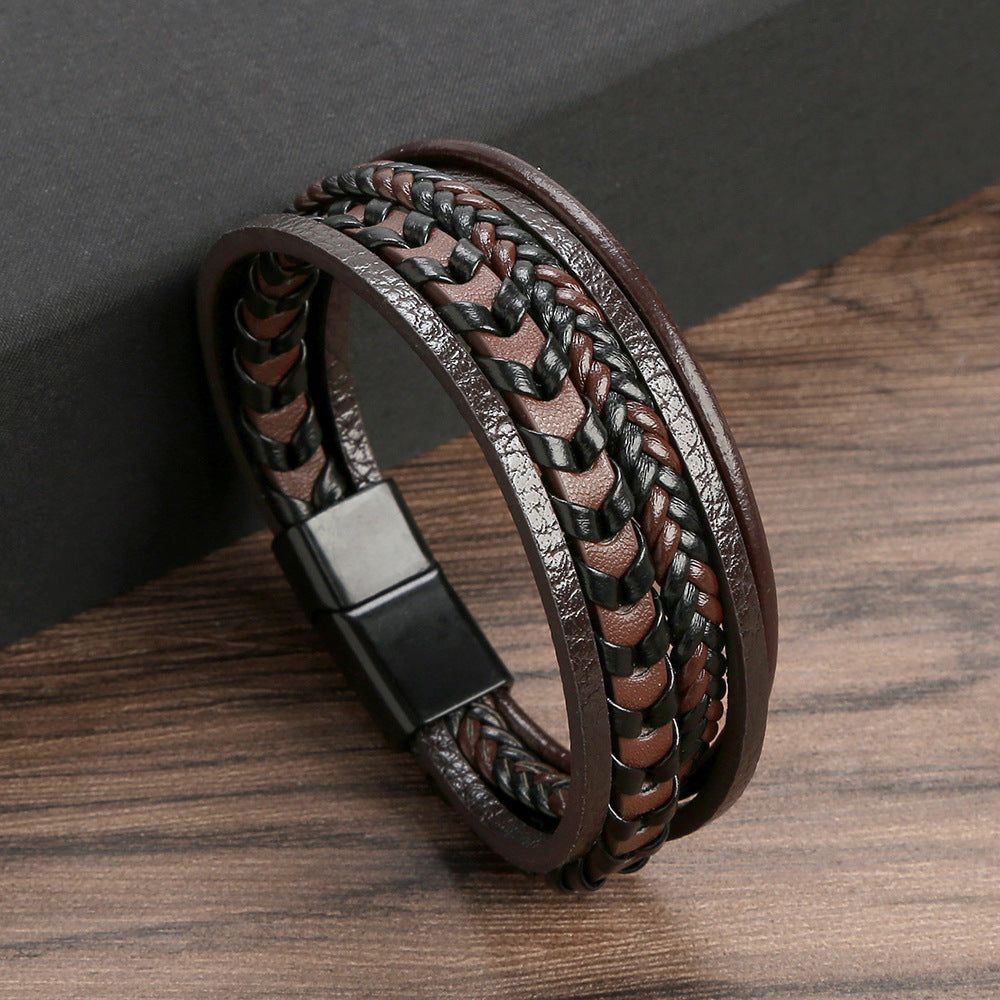 Fashion Jewelry Multi-layer Leather Rope Woven Bracelet - Jointcorp
