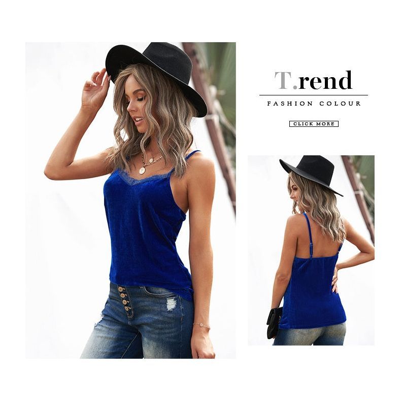 Velvet Spaghetti Straps Base Vest Inner Match Loose Lace Camisole Top