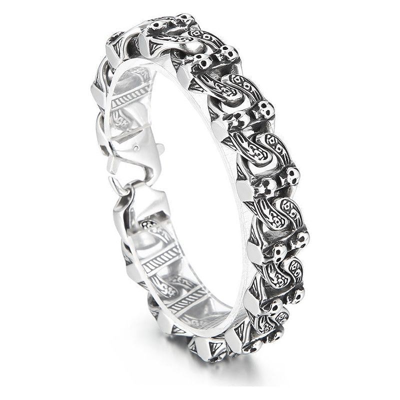 Retro Exaggerated Skull Titanium Steel Men's Spring Fastener Bracelet - Jointcorp
