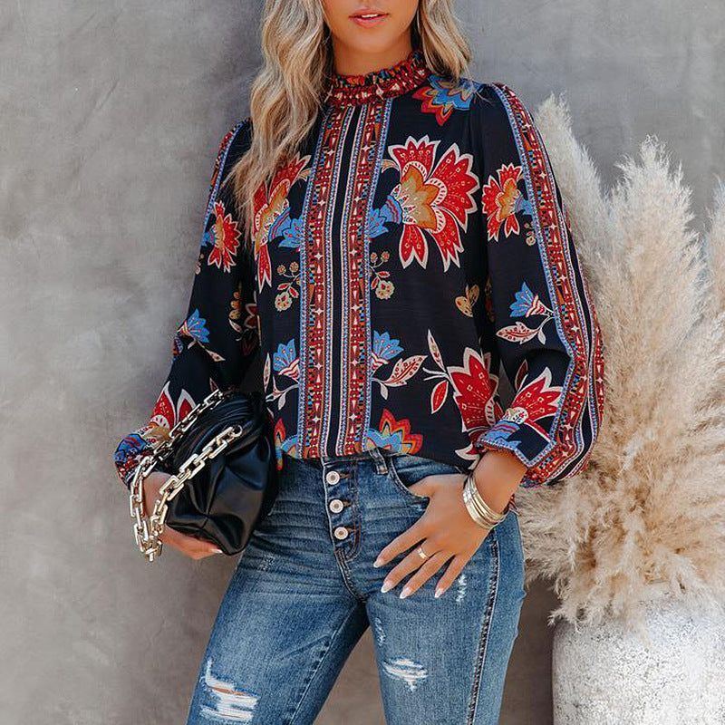 Autumn Women's Fashion Printed Long Sleeve Loose Casual Shirt - Jointcorp